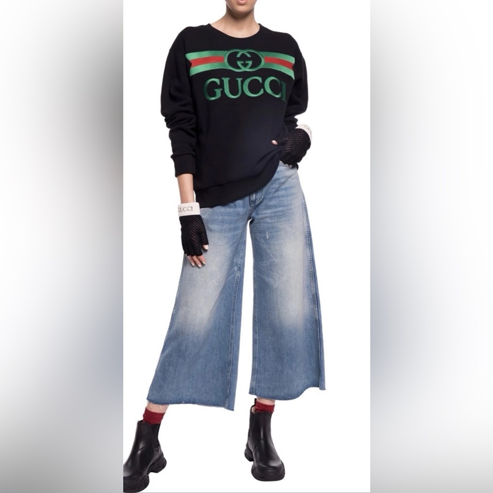 Classic Gucci Cotton Crewneck Sweatshirt With Interlocking GG Embroidery